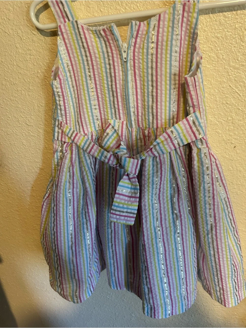 Bonnie Jean Multi-Color Pastel Stripe Dress with Front Bow